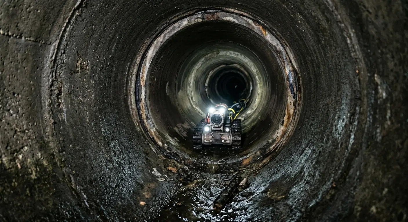 Robotic sewer camera inspecting pipe interior for Drain Snake Service in Massillon