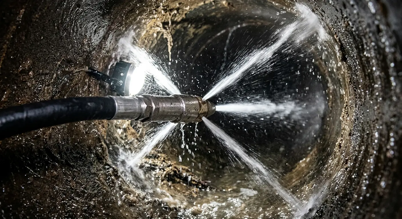 High-pressure hydro jetting nozzle cleaning sewer pipe for Sewer Line Relining in Massillon
